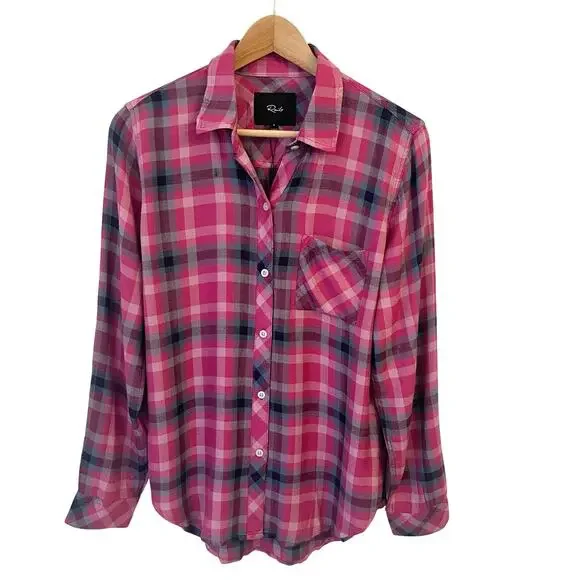 NWT Rails Womens Hunter Button Up Shirt S Magenta Stone Blue Plaid $188 Cabin - Picture 2 of 15